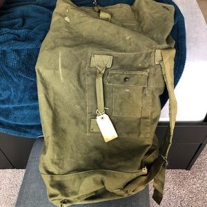 Vintage Army Duffel Bag/ Backpack or short strap